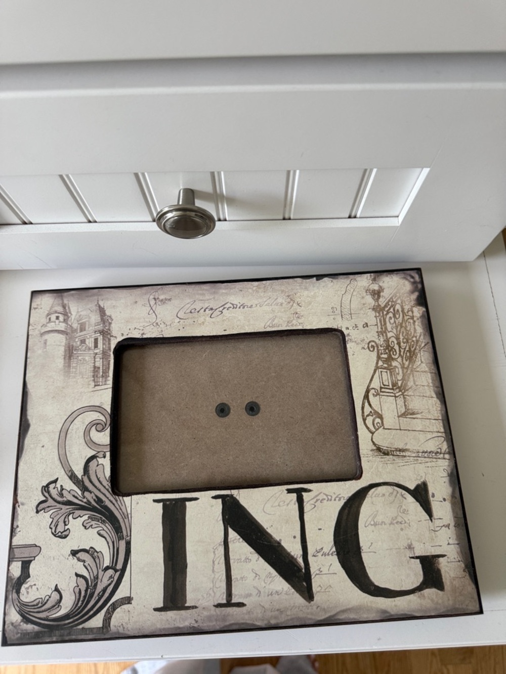 Vintage-Style Beige and Brown Picture Frame - Home Accents